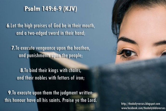 Psalm 149 6-9 - Two edged sword in their hands - Daily Bible Verses