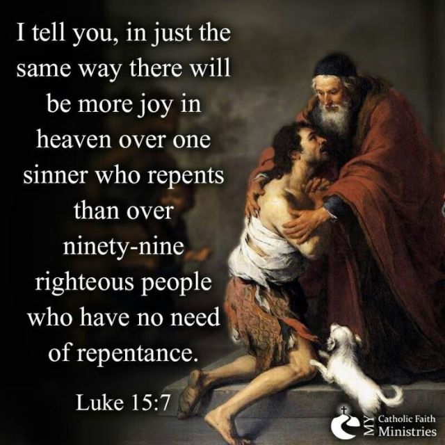 Lukas 15 7 - more joy in heaven over one sinner - Pinterest